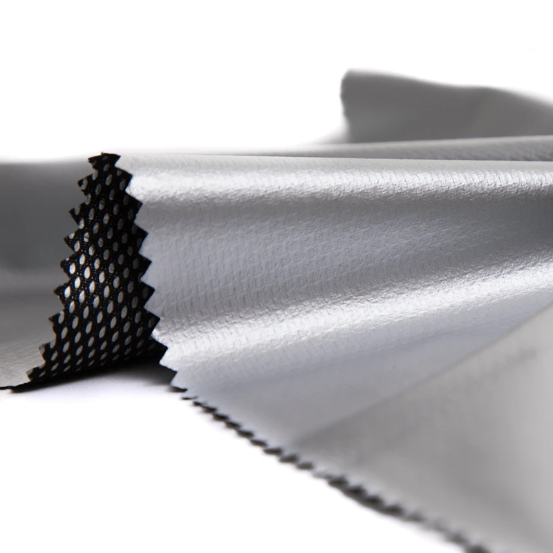 100 polyester eyelet fabric with silver film suitable for jacket and down coat