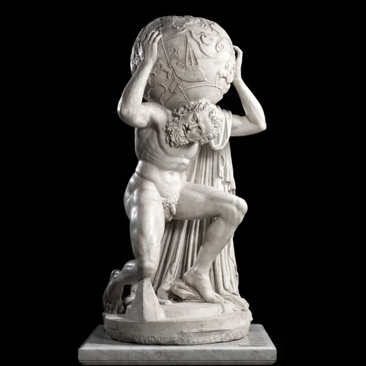 antique polishing atlas carrara white marble statue for sale