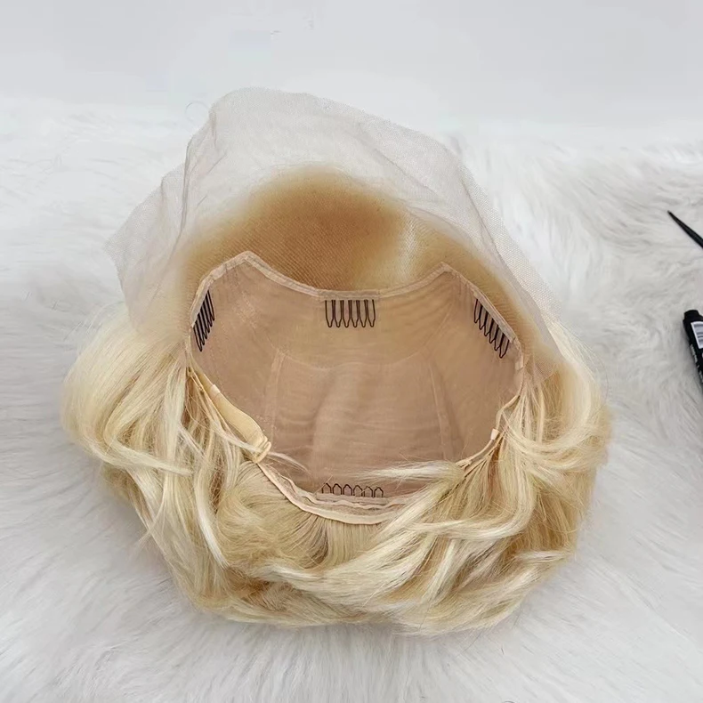 Short wig human hair 13*4 Pixie Wig ST blonde lace front wig human hair