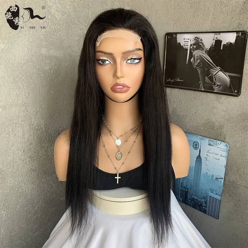 XISHIXIUHAIR Wholesale Cheap Prices 75% Human Hair Blend Wigs Fiber Lace Synthetic 4x4 lace front wig Human Hair Blend Wigs