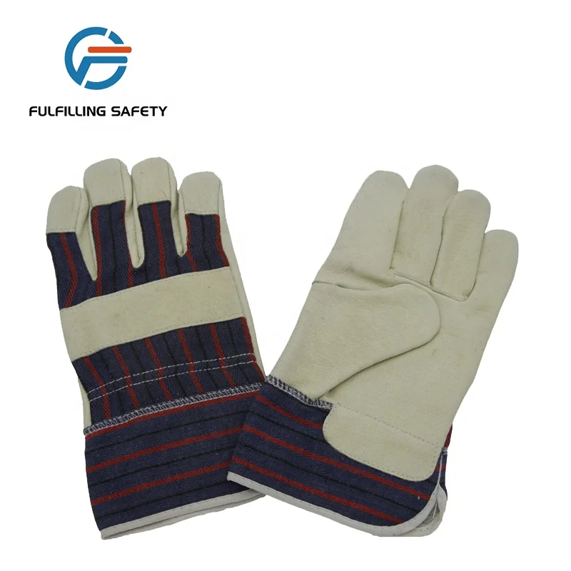 Best price custom logo pigskin split durable leather mechanic work safety glove for construct