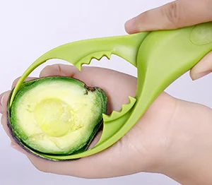 
NEW TOP 3-in-1 Avocado Tool, Multi-Purpose, Protective Cover, Metal Blade, Pit Remover and Scoop for Removing Avocado 