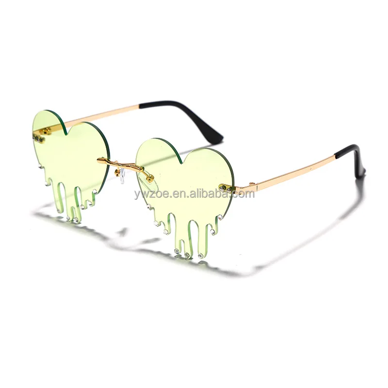 Fashion brand Designer candy color rhinestone  Rimless red love heart Water drop diamond shape Lentes De Sol Sunglasses