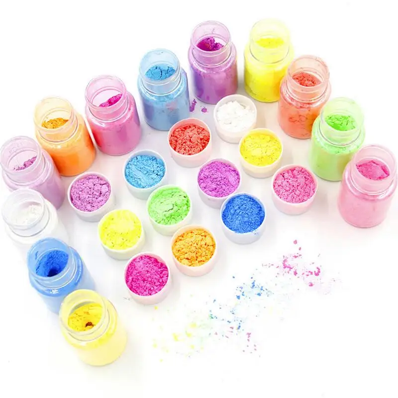 ZQX305 10G 24 colors Bulk Colorful Mica Powder pigment Powder For Epoxy Resin Soap Making Makeup