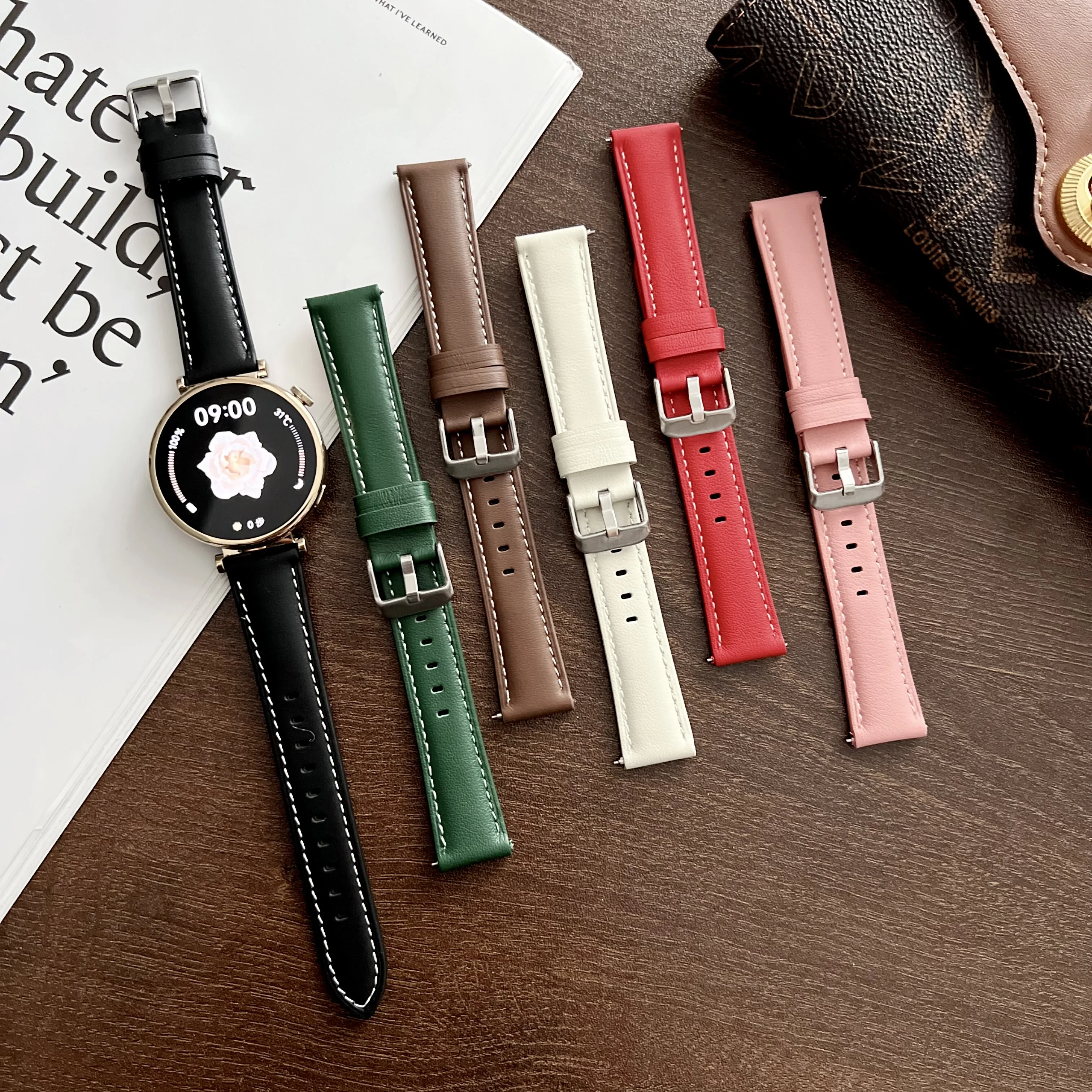 22mm Genuine leather watch bands for huawei GT4 46mm watch bracelet with pin buckle wristbands leather bands