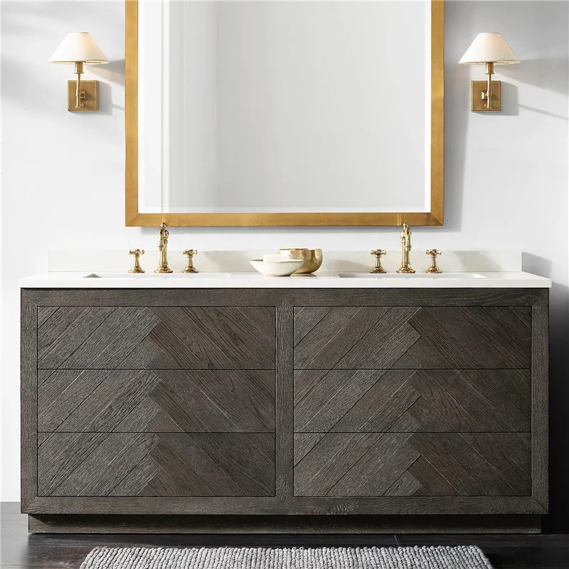 Simple Black Home Wooden Bathroom Cabinet Washing Table Vanity Table Washed Console Table with Dresser