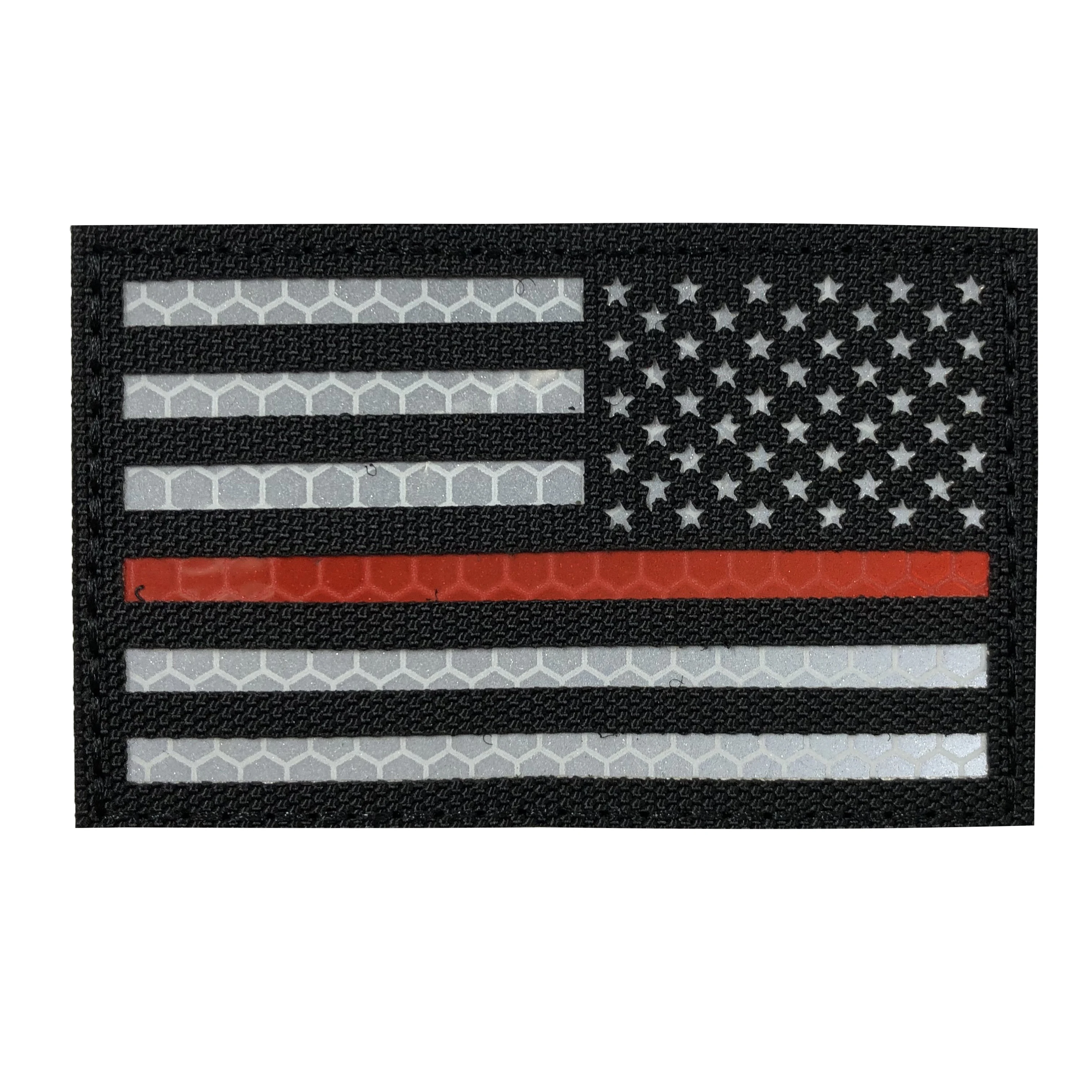 Wholesale In Stock Red Blue Line American Military Left Right Shoulder Reflective IR Army USA Patches with Hook and Loop