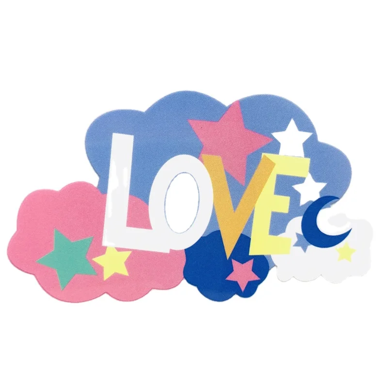 Heat Press Glittered Labels Custom Printing 3D Brand Logo Reflective Heat Transfer Stickers for T-shirts