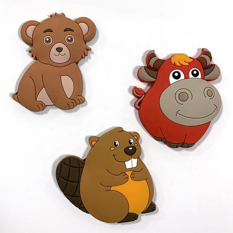 24 year China Factory 2D squirrel bear animals magnet souvenir 2d soft pvc fridge magnetic