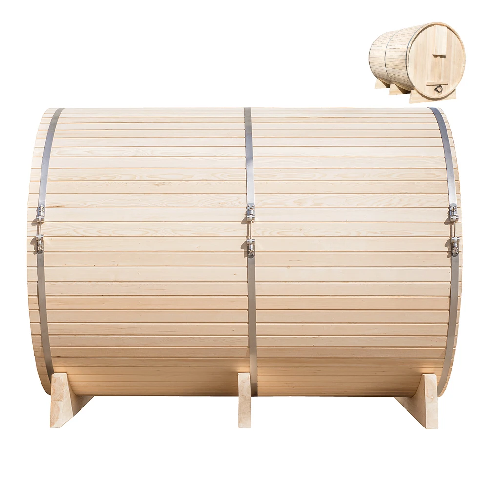 4-6 People Cedar Pine Hemlock Barrel Sauna Infared Sauna With Multi Layer Heat Technology