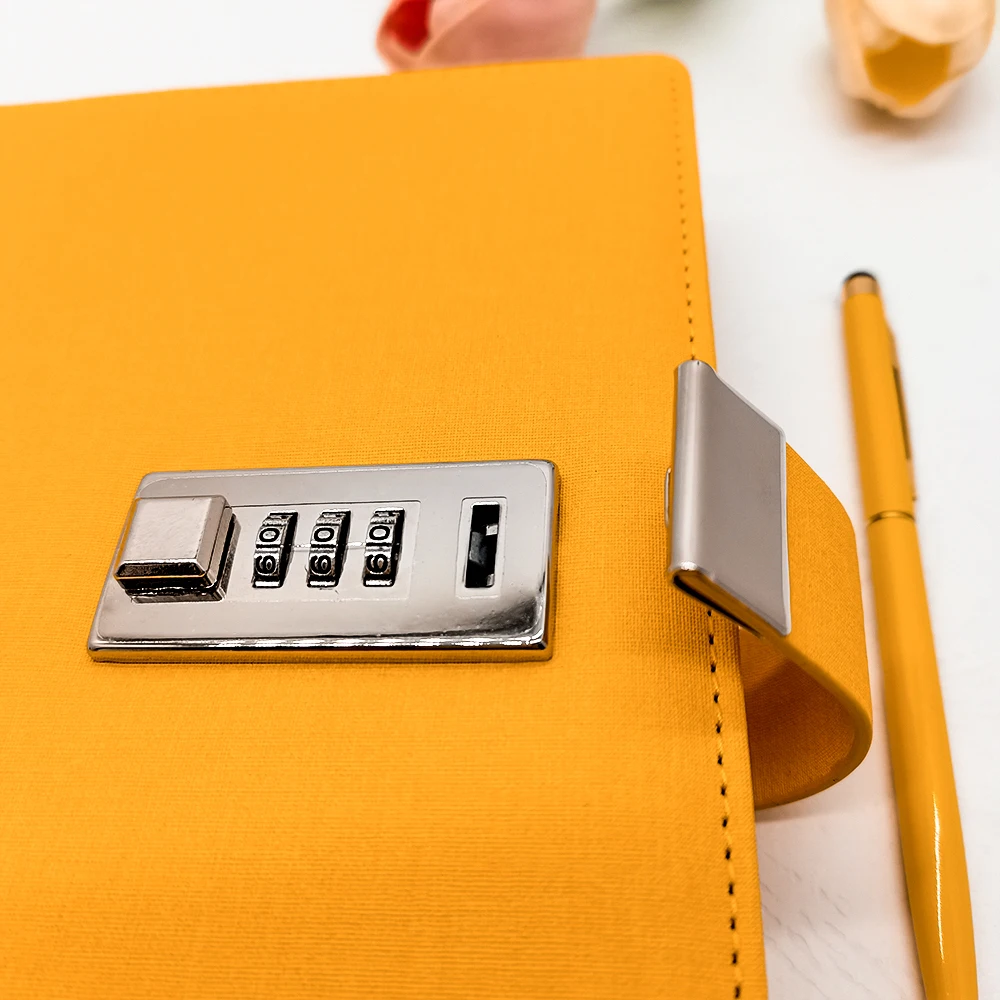 2023 Coded Lock Dairy Hardcover Notebook Customize Planner Agenda a5 Leather Notebook Custom