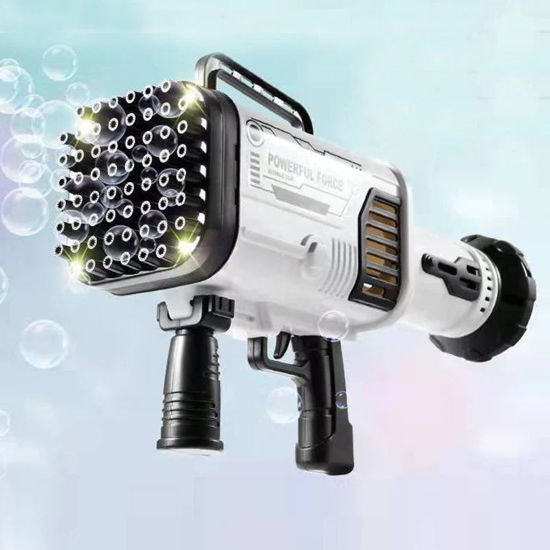 Outdoor Toys Summy Blower Boom Big Bubbles Machine Light Flash  60 Hole Launcher Bazooka Rocket Bubble Gun for kids