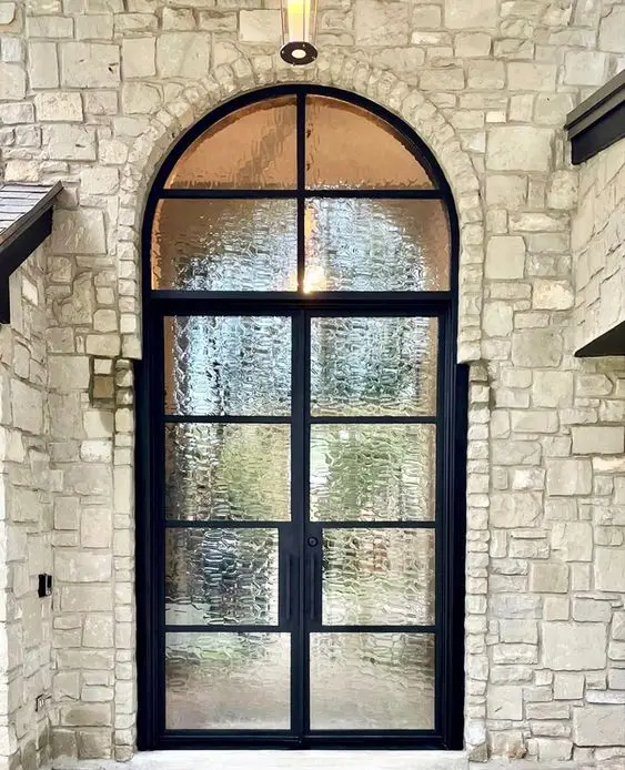 Luxury Design Exterior Glass Frame Double Tempered Glass Aluminum  French Door front doors for houses wrought iron Arc door