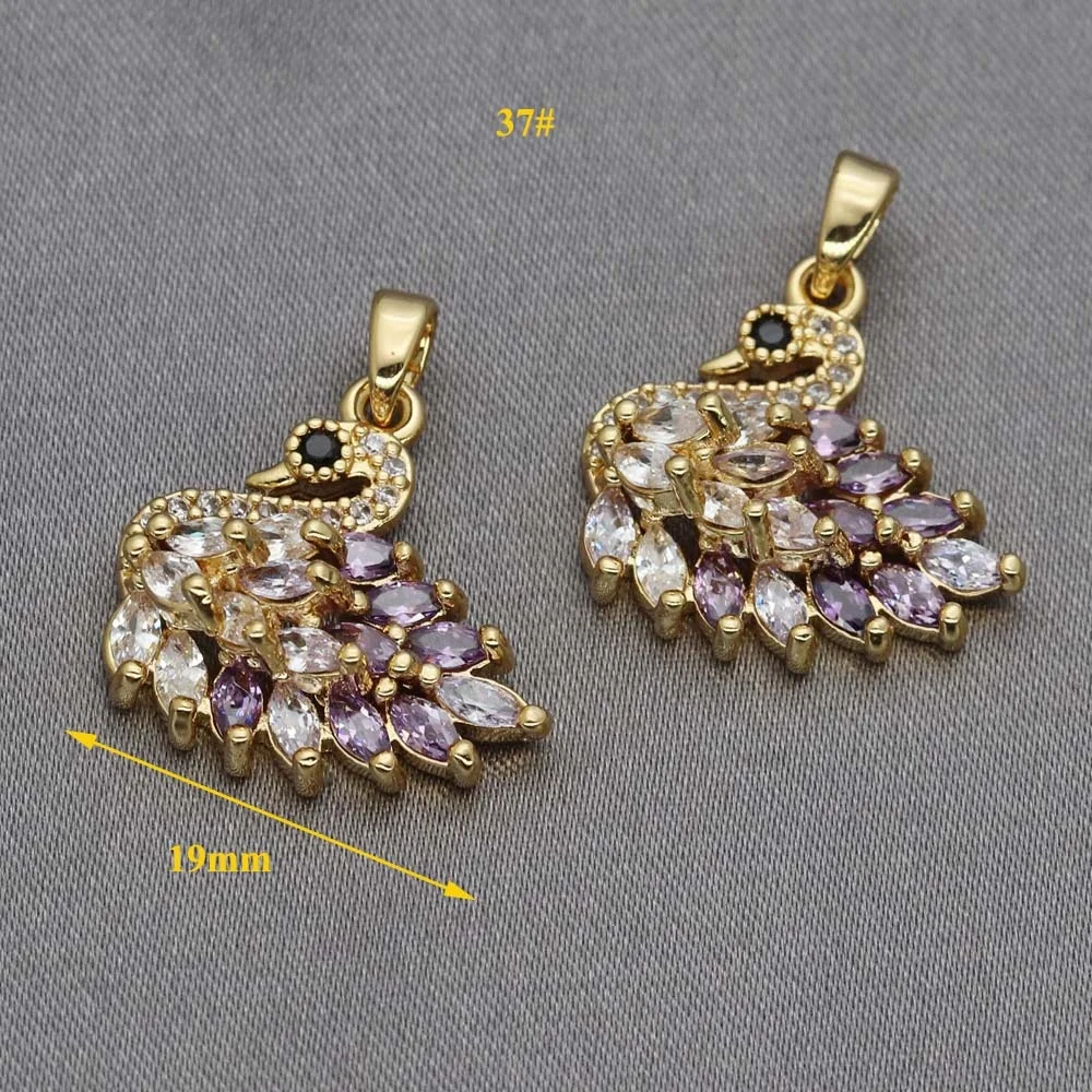 BSCI audit brass jewelry gold plated CZ zirconia diamond necklace pendant 18K zircon pendant for necklace making
