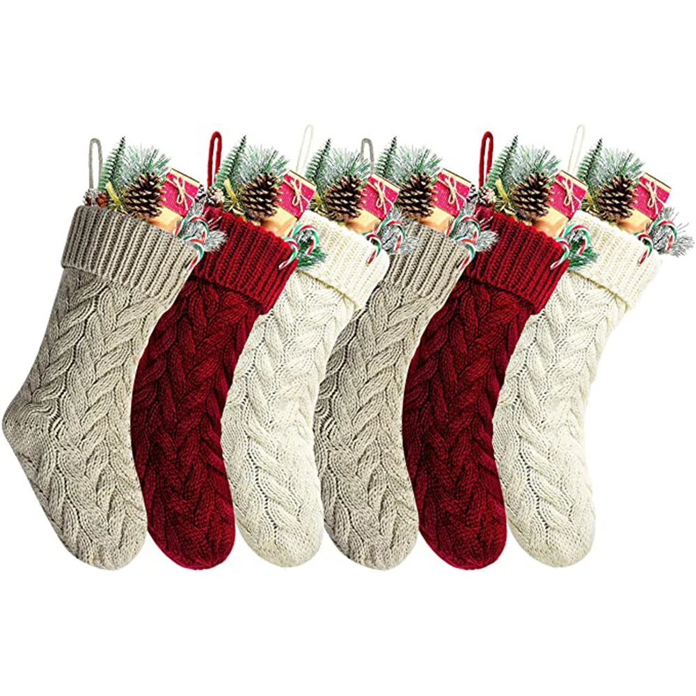 wholesale 46CM christmas tree decor christmas gift socks knitted stockings blank christmas stocking