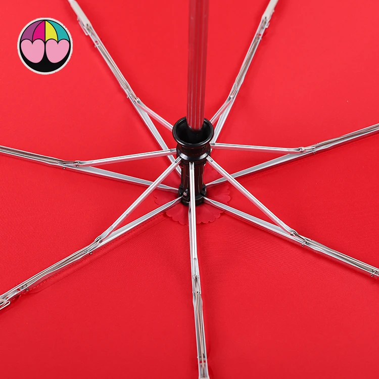 wholesales professional manufacturer Three 3 fold light business 7 ribs aluminum promotional custom logo automatic umbrella