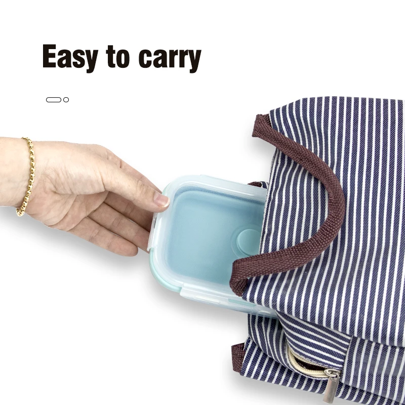 BPA free 4 sets foldable food storage Microwave containers Collapsible silicone lunch boxes