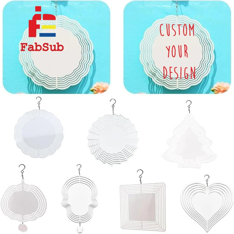 for Halloween Christmas Blank 8 10 in Wind Spinners Garden Flags Double Sides Printing Aluminum Wind Spinner Sublimation Blank