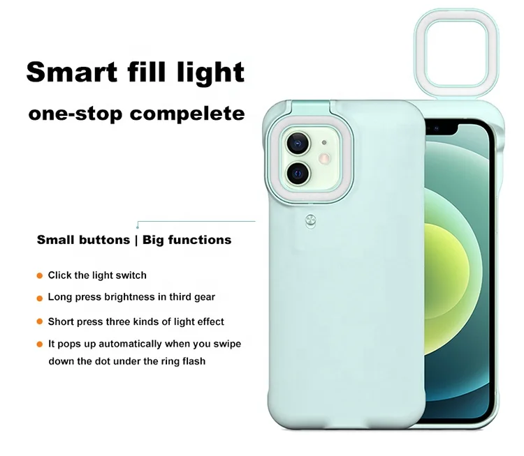 Hot Sale led selfie ring fill light cell phone case custom sublimation xr i11 12 13 pro max mobile phone case cover For iPhone