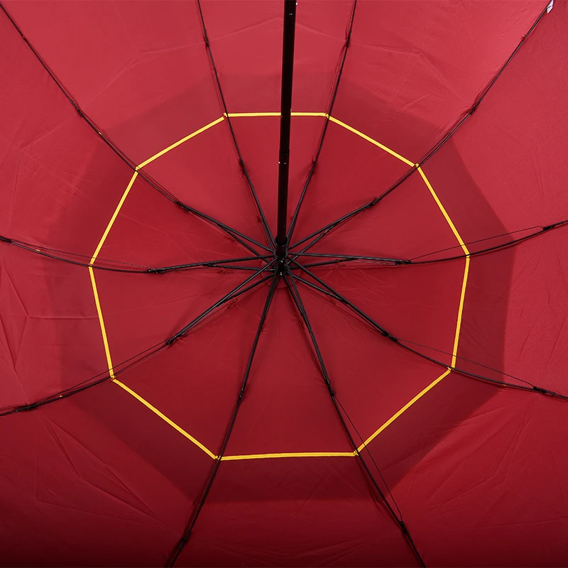 Custom Red Windproof Double Canopy Folding Golf Promotional Umbrella With Logo