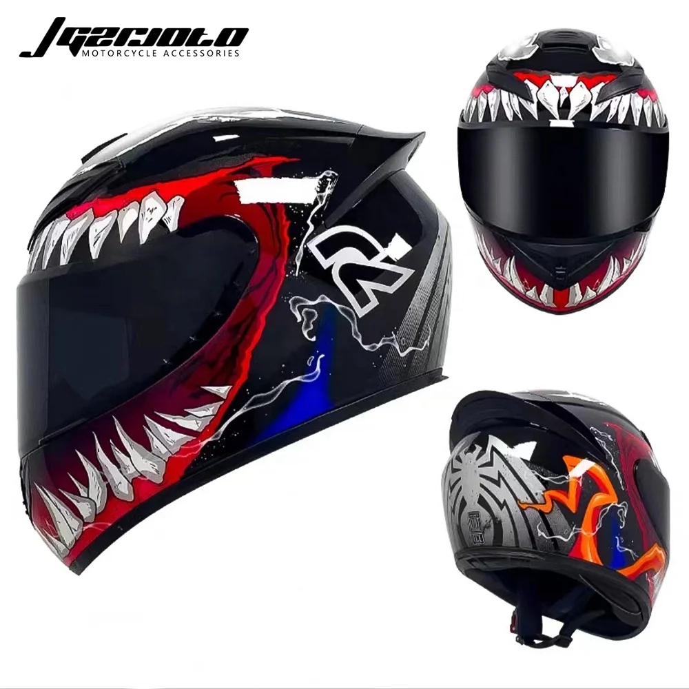 Motorcycle Full Face Helmet New Graffiti Skull Retro visor head casque Universal Motorbike flip up Helmets
