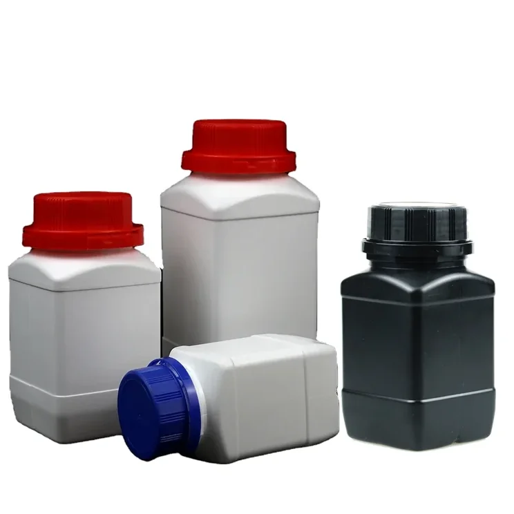 Бутылка с химическим реагентом, лабораторные принадлежности, винтовая крышка DS0250, Квадратная бутылка, размер Hdpe, пластик с широким горлышком, 250 мл, 500 мл, 1000 мл