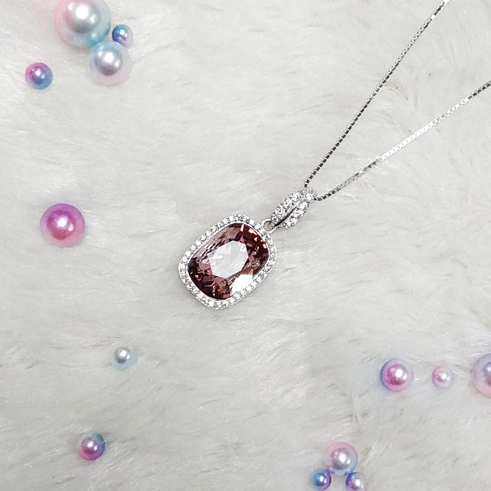 Fashion Accessories  Fuchsia Geometric Crystal Temperament Pendant Clavicle Chain For Best Friend Necklaces