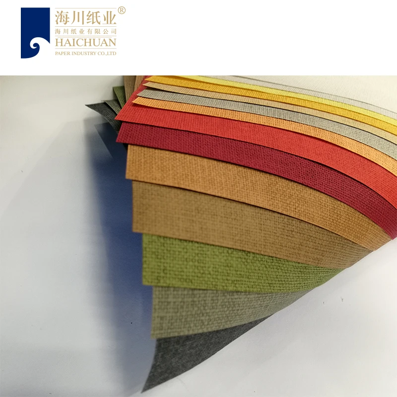 HC Custom printed high quality pure color Linen lines embossed gift wrapping paper roll