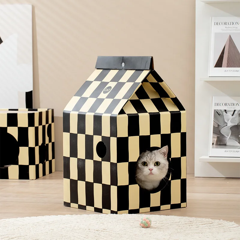 Milk Box Shape Cat Scratcher Cardboard House Big Cat Scratcher Cat House Cardboard