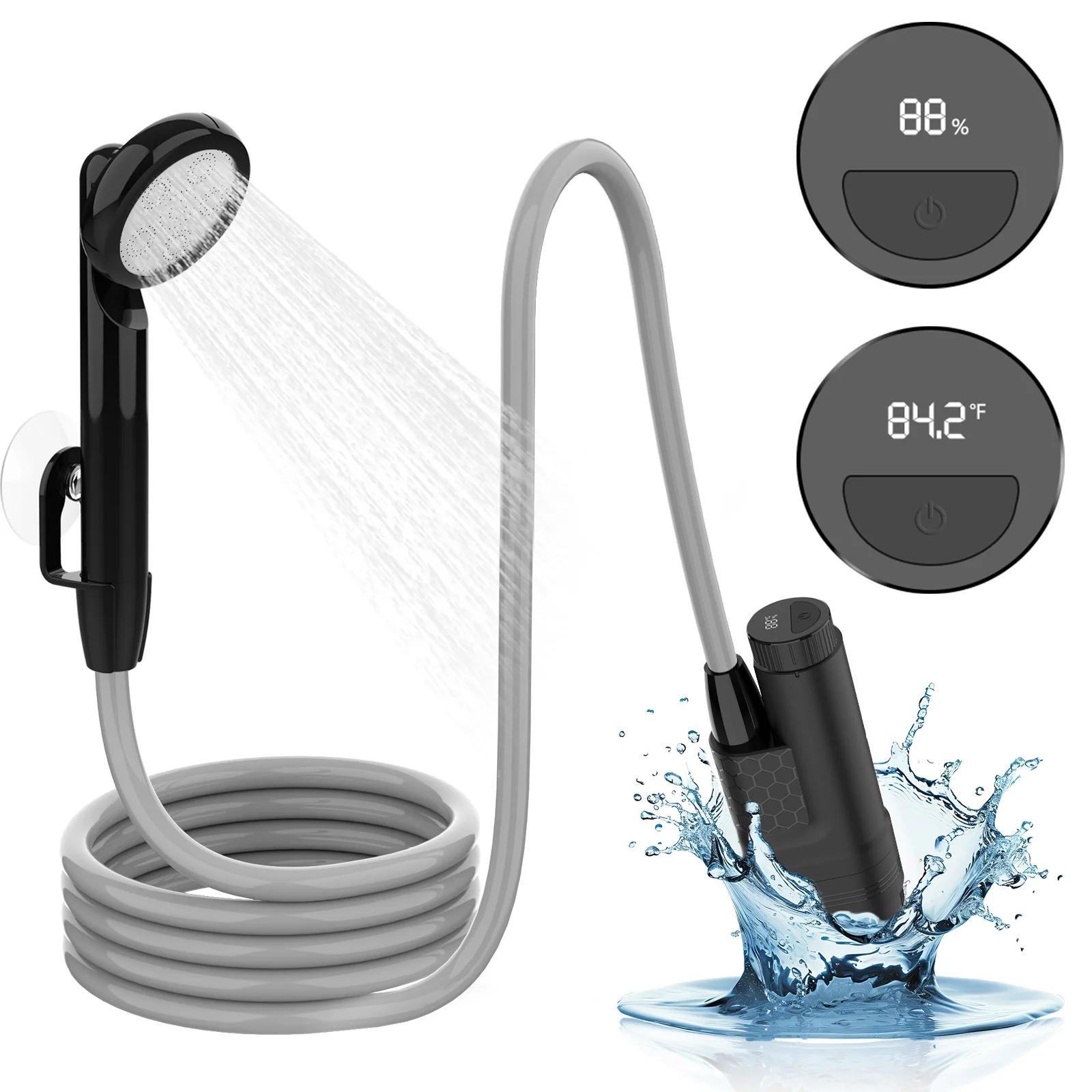 Outdoor Camping Shower New Arrival Portable Brushless Camp Shower with battery level display for bathing