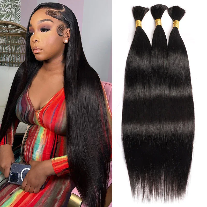 bulk hair bundle 12a highlight colored natural black deep wave straight body wave hair bulk extension Human Hair for Braiding