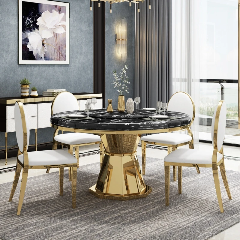 gold leg designs luxury modern round marble top dining room furniture tables set