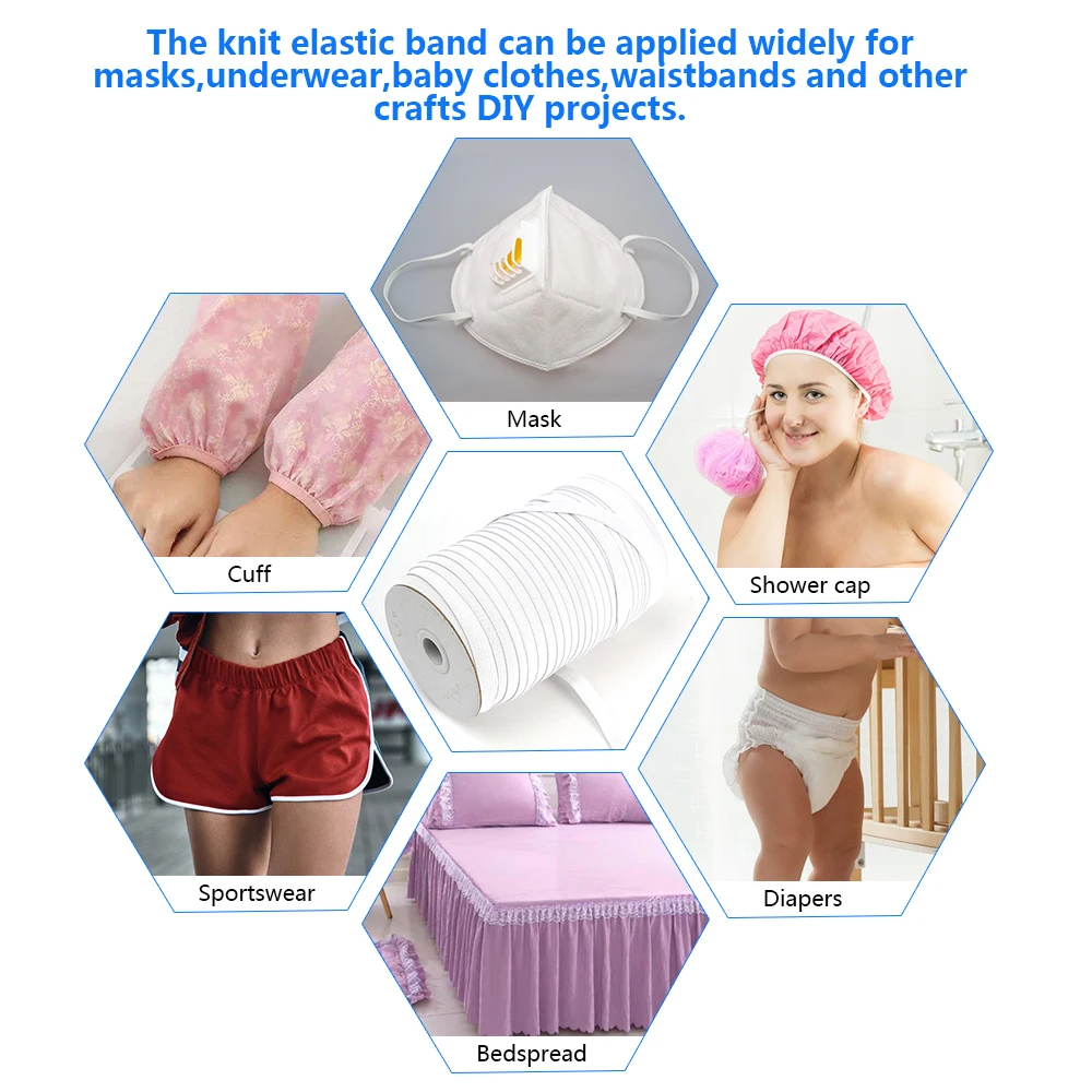 Elastic Band 3mm 5mm Braided Elastic Band Adjustable For Sewing Ear Loop Elasticated