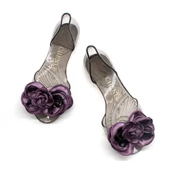 Женские сандалии-желе из ПВХ с плоской подошвой и бантом