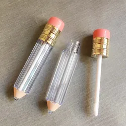 P-lan Stock Cute Lipgloss Container Pencil Shaped Lip Gloss Bottle Clear 3.5ML Lip Gloss Case Wholesale Liquid Lipstick Tube