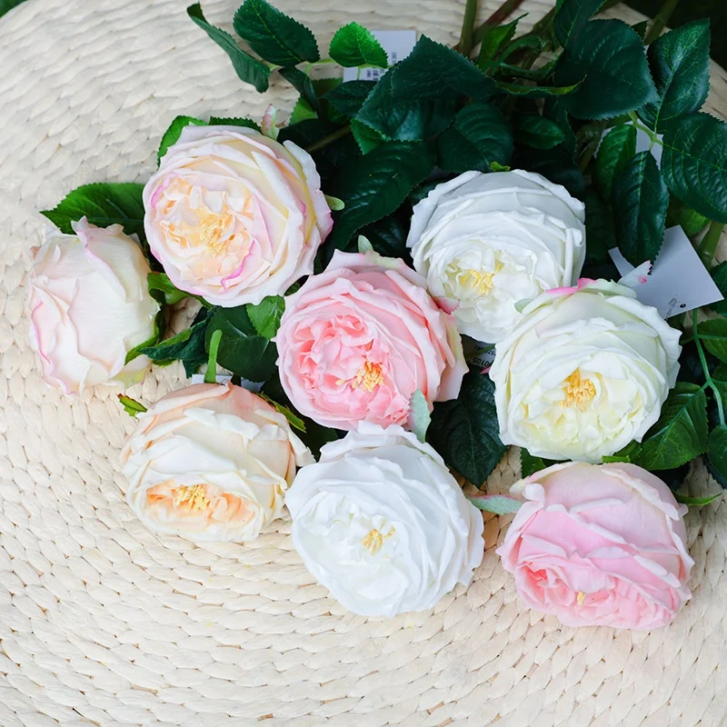 Artificial Austin Rose Flower Real Touch Cabbage Roses Latex Centerpiece Flower Wedding Arrangements