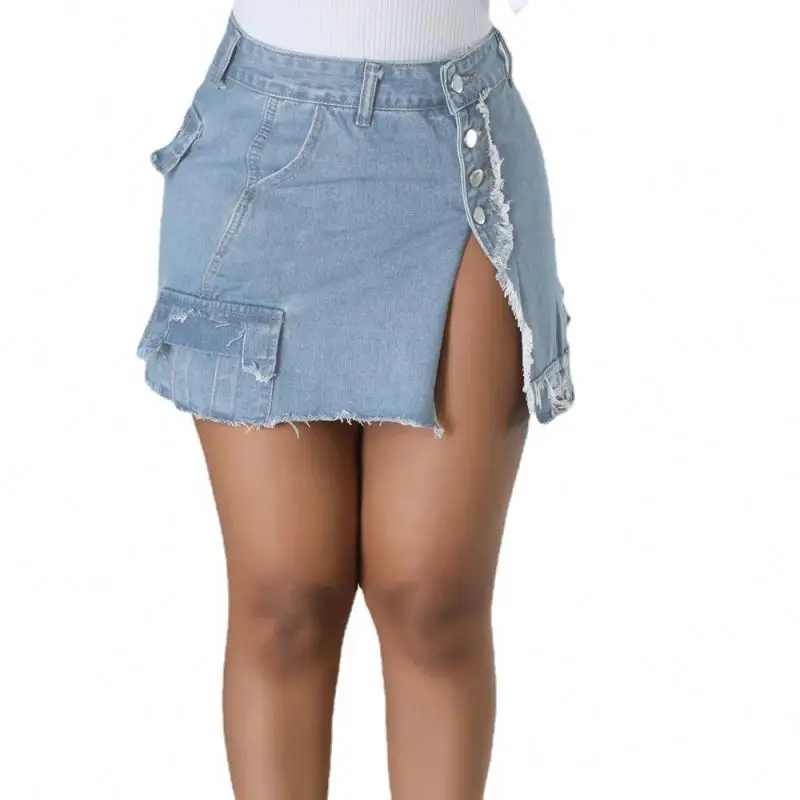 New style Denim Skirt Cheap Mini Sexy Jeans Short Street Wear Skirt Ladies Boutique Clothing 2023 Denim Tassel Mini Skirt