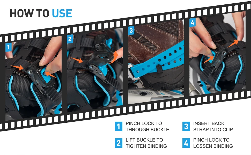 Aluminum  Snowshoes with Toe box system with double ratchet binding