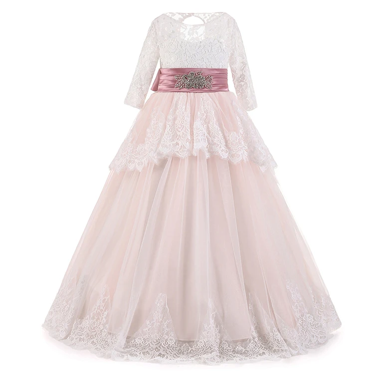 2019 high quality kids formal dress girl ball gown dress for wedding