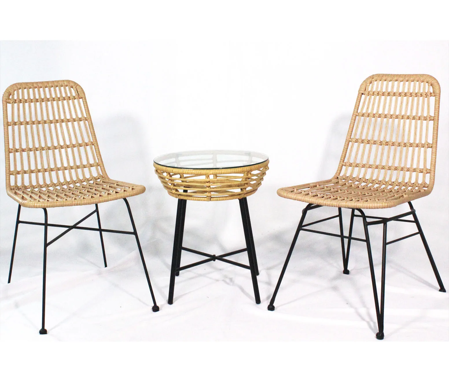 Steel Garden Outdoor Better Price High Quality Rattan  Comfortable 3PCS Steel Wicker Set