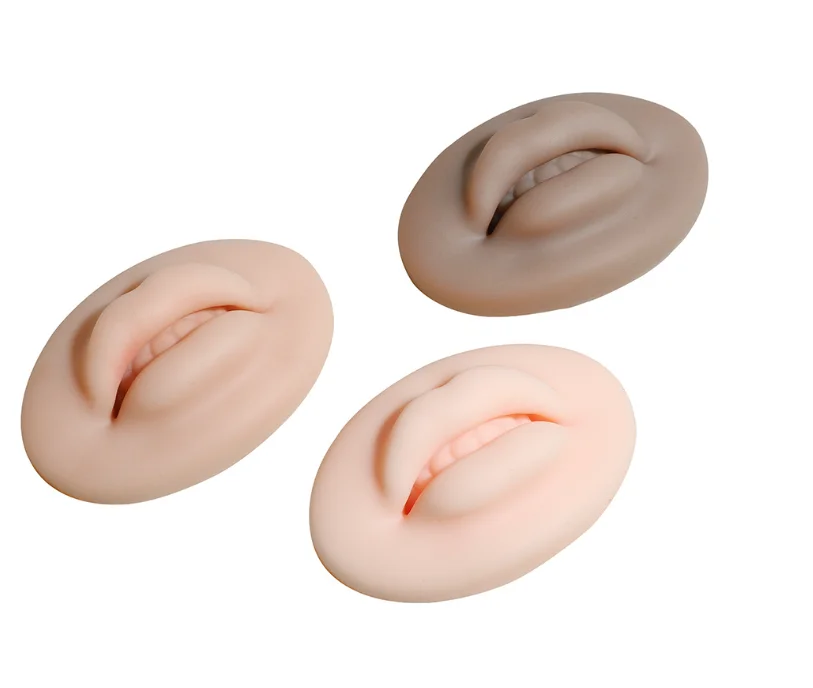 3 Colors Soft Silicone 3D Lip Practice Skin Permanent Makeup Microblading Lip Open Mouth Skin Mannequin