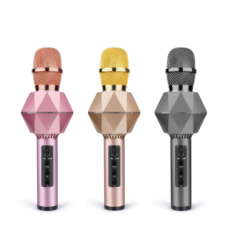 Aluminum Alloy Handheld Grip Karaoke Mode Stereo Sound Effect Portable Mini Bluetooth Wireless Microphone Speaker