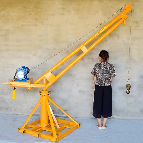 360 Degrees rotate 500kg 1000kg 2000kg small outdoor use mini engine crane construction materials lift crane