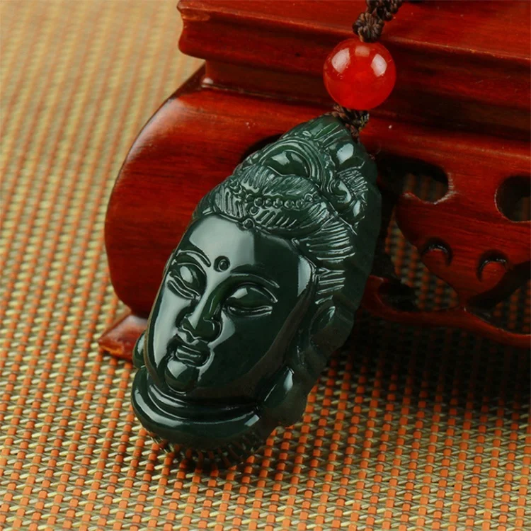 White 18k Wood Wholesale Carved Ivory Gold Green Jade Buddha Pendant