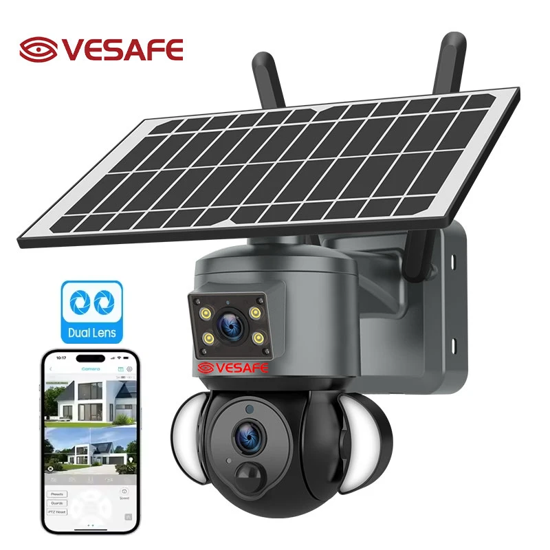 VESAFE Low Power 4g Sim Card Smart Ptz Ip Cameras 6MP Solar Outdoor Cctv Security Cameras Wireless