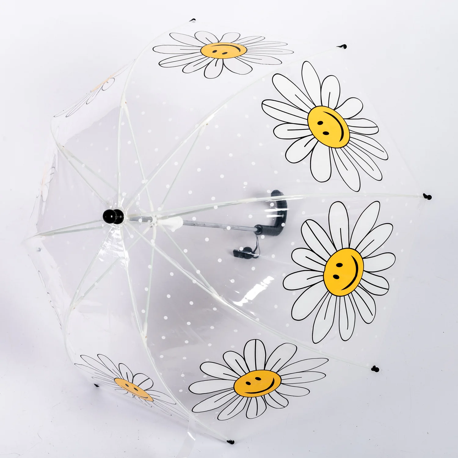 DD2812  Cartoon Flower Daisy Clear Umbrellas 3-8 Years Stick Rain Umbrella POE Kids Girls Boy Cute Sunflower Children Umbrella