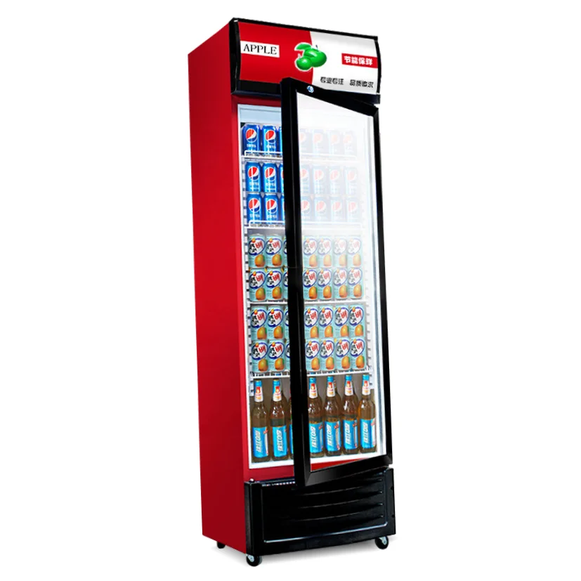 Professional Manufacture New Type single door upright glass front beverage cooler