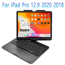 RGB-подсветка 2022 Abs жесткий чехол для ПК с клавиатурой Ipad 12 9 360 Вращающаяся