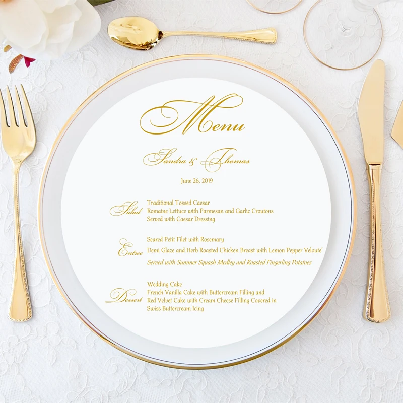 Custom printing paper round shape table menu card