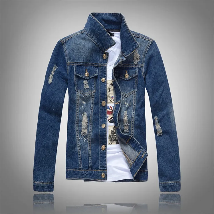 China Quality Manufacturer OEM Windproof Outerwear Coat Single Breasted Custom Denim Jacket Men
